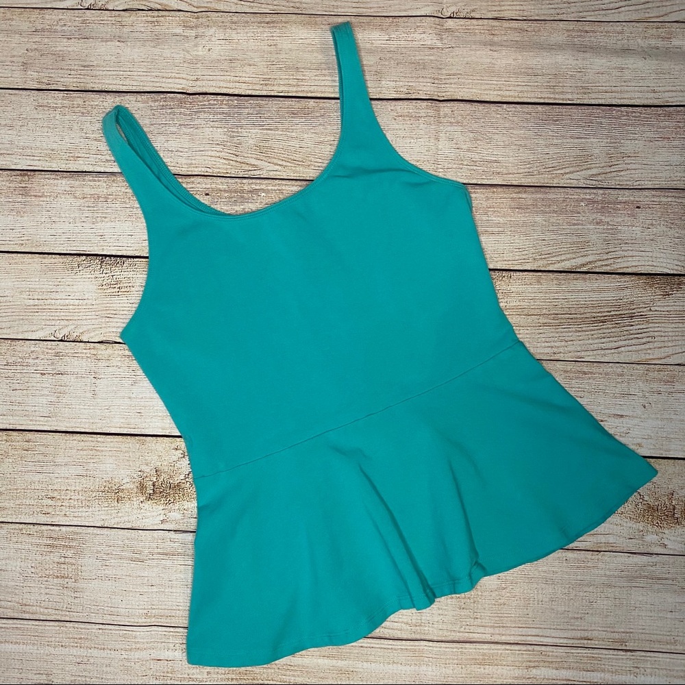 Express | Peplum Scoop Neck Tank Top Teal Medium